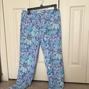 Lilly Pulitzer Blue Floral Straight Leg Pants